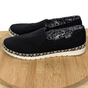 BOBS from Skechers Memory Foam Black Canvas Espadrille Flats – Women’s Size 8